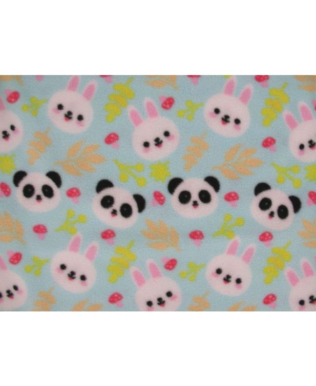 Panda and Bunnies Polar Fleece, Mint
