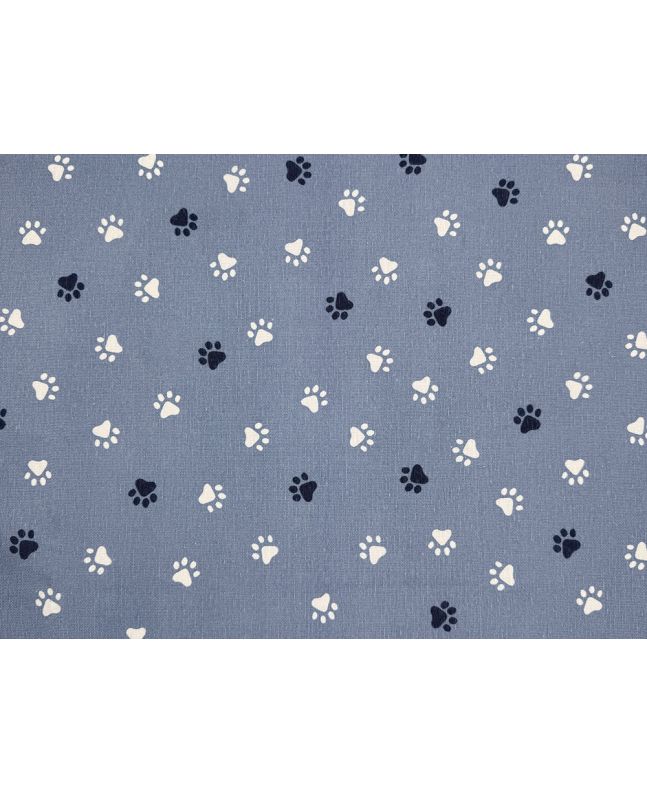 Paw Prints Cotton Canvas, Blue