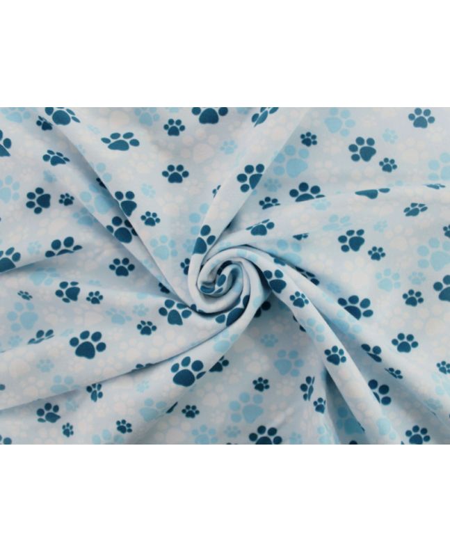 Paw Prints Cotton Jersey, Blue