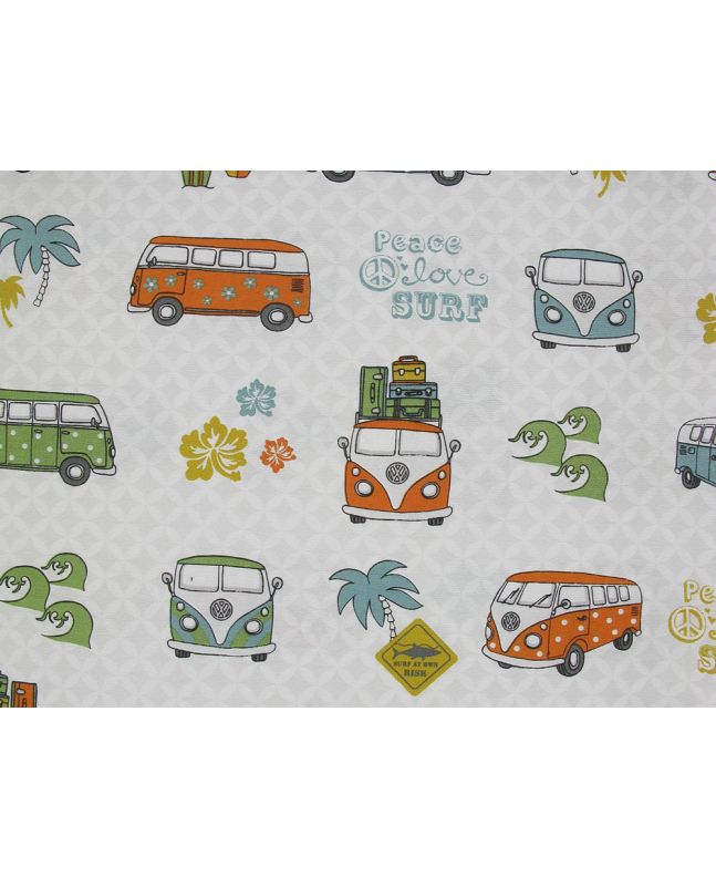 Peace Love and Surf Camper Printed Panama Canvas
