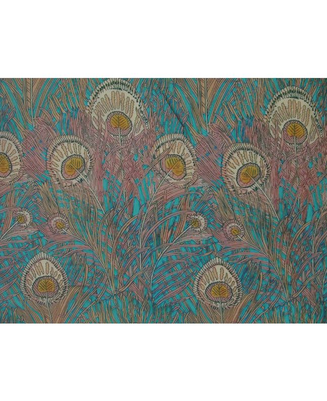 Peacock Feather Cotton Lawn Print, Turquoise