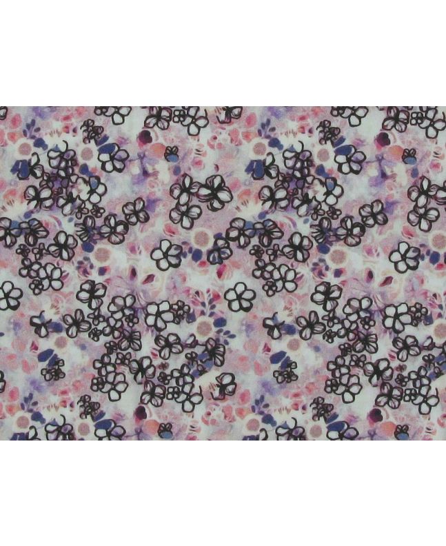Petal Etching Cotton Satin Print, Parma Violets