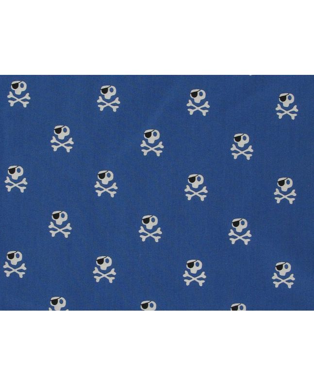 Pirate Skulls Cotton Print, Royal