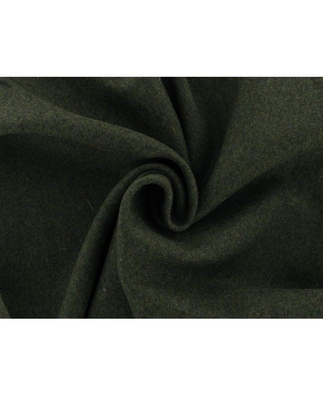 Plain Wool Blend Melton, Olive