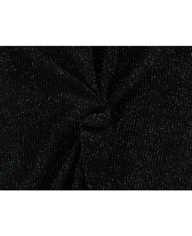Pleated Stretch Metallic Speck, Black