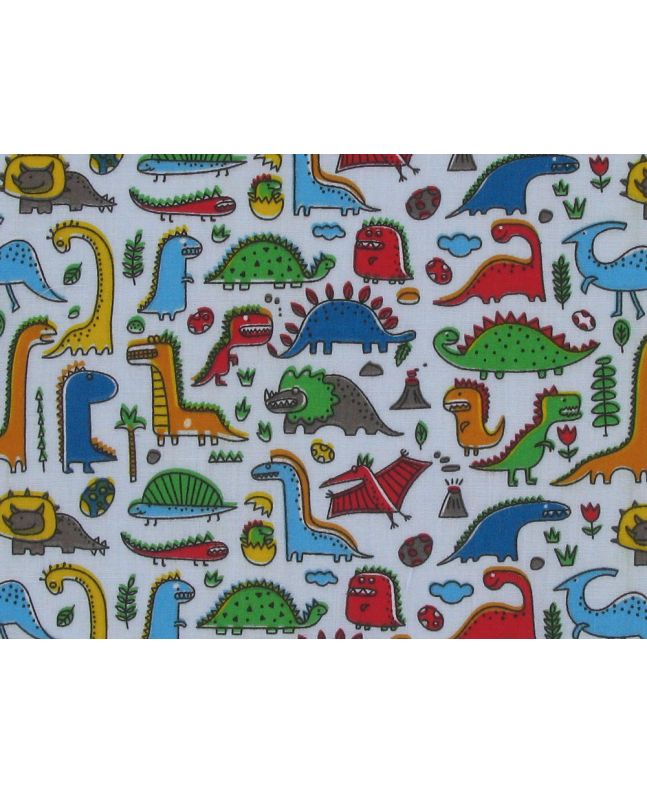 Dinosaur Adventure Polycotton Print, Sky
