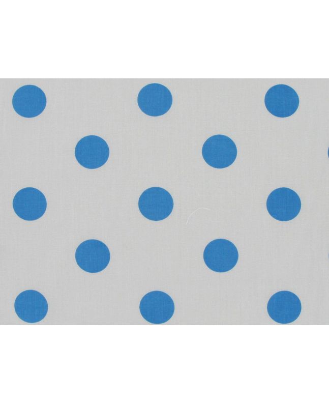 Large Blue Polka Dot on White Background Polycotton Print