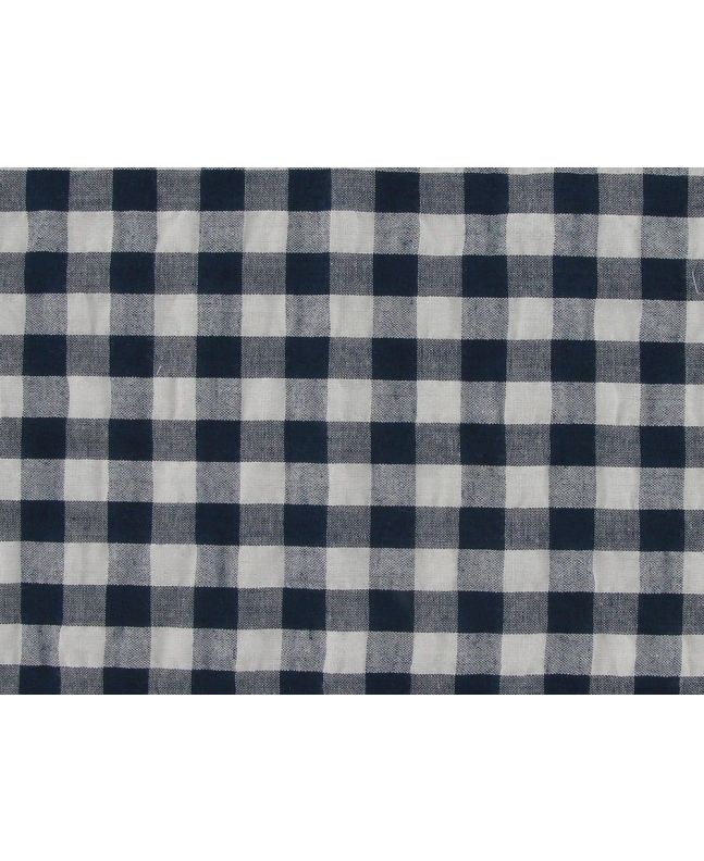 Polycotton Seersucker 1cm Gingham, Navy