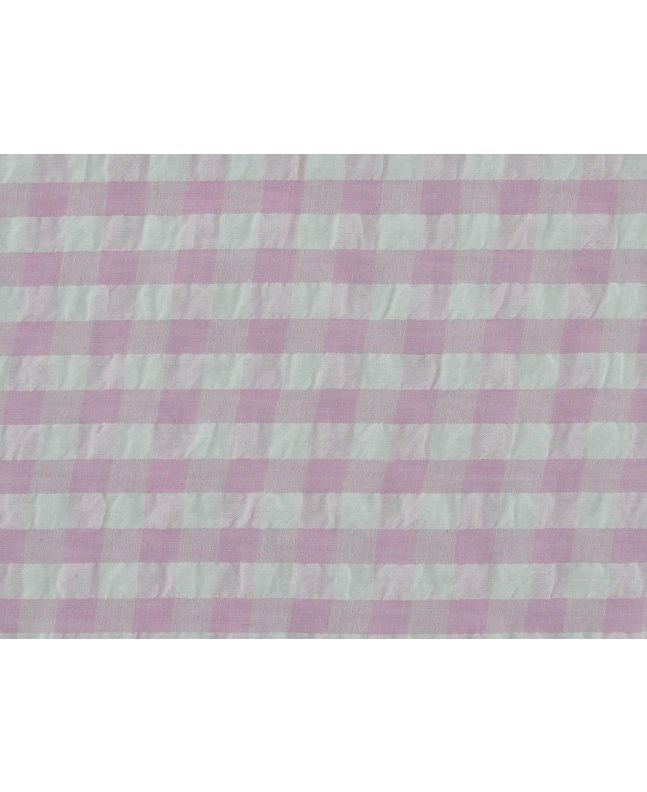 Polycotton Seersucker 1cm Gingham, Pink
