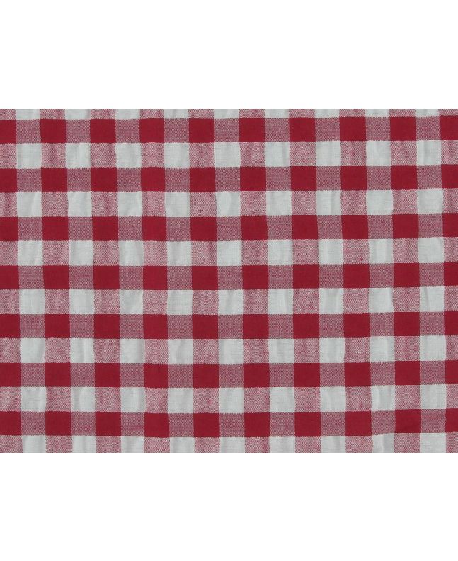 Polycotton Seersucker 1cm Gingham, Red