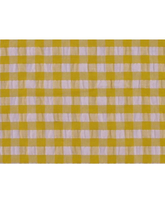 Polycotton Seersucker 1cm Gingham, Yellow
