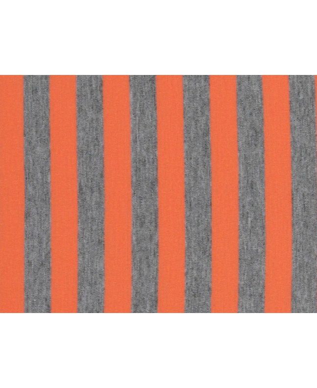 Polyviscose 1cm Stripe Lightweight Jersey, Grey and Orange