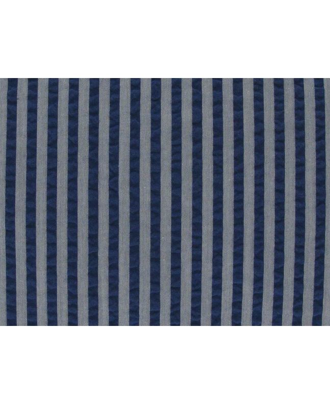 Premium Cotton Seersucker Stripe, Navy and Grey