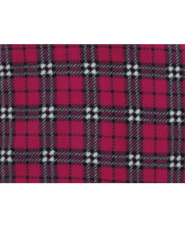Premium Soft Anti Pil Fleece Highland Tartan, Cerise