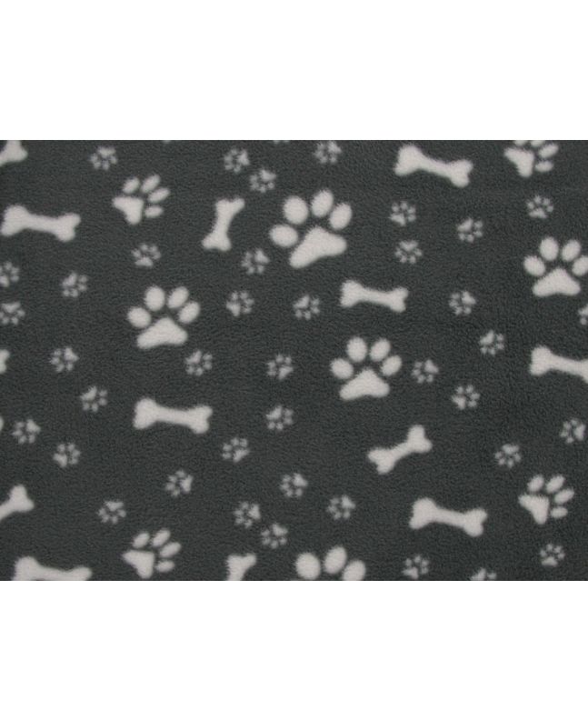Premium Soft Anti Pil Fleece Paws And Bones, Grey