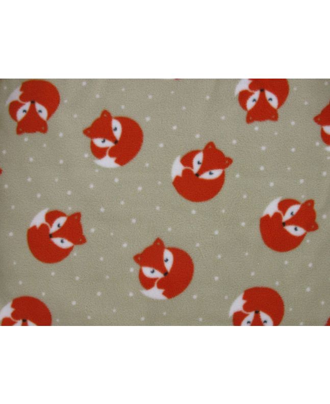 Premium Soft Anti Pil Fleece Sleeping Fox, Stone