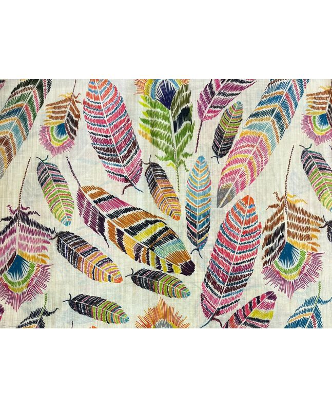 Printed Mango Silkette, Maxi Feather, White