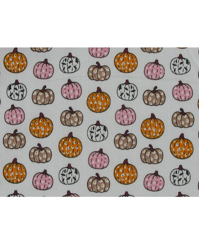 Pumkin Patchwork Polycotton Print, White