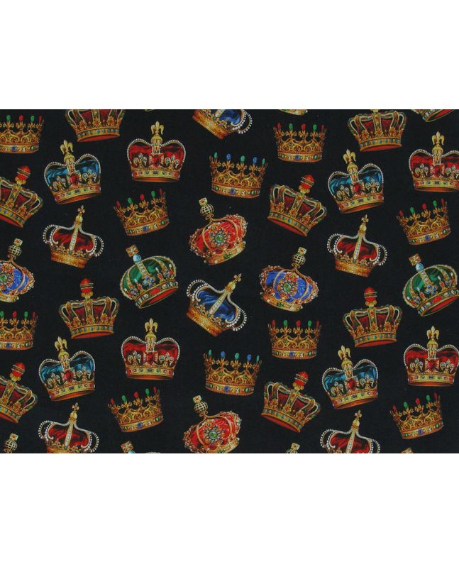 Queens Crowns Cotton Print, Black