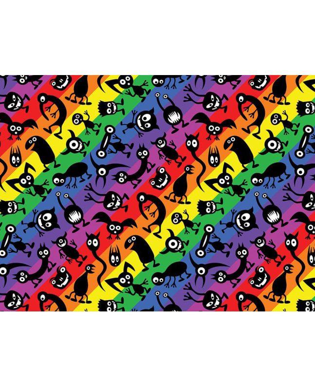 Rainbow Aliens Cotton Print
