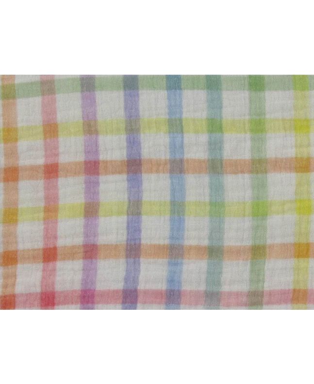 Rainbow Checkered Cotton Double Gauze
