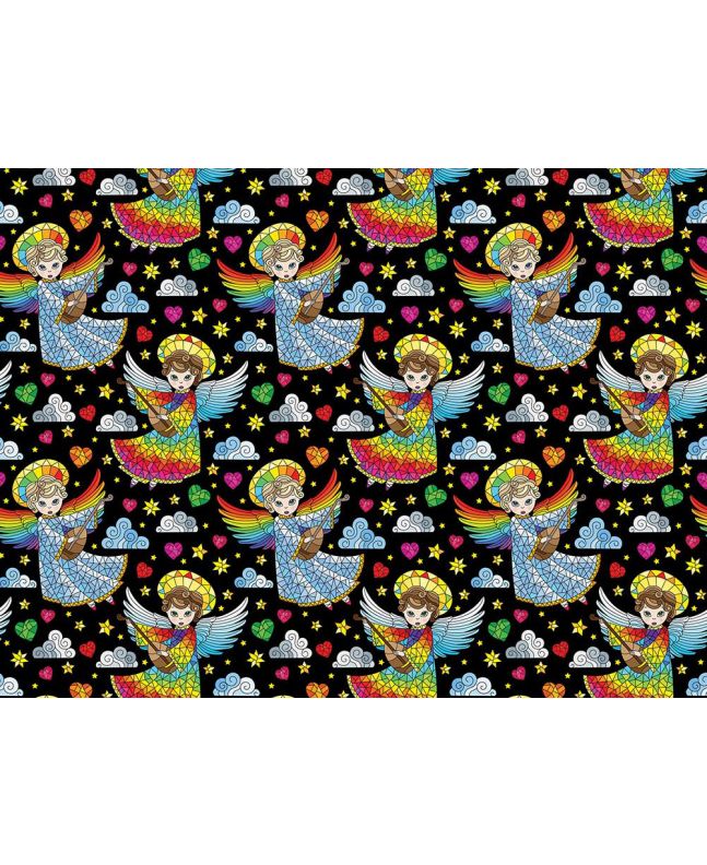 Rainbow Mosaic Cotton Print, Angels