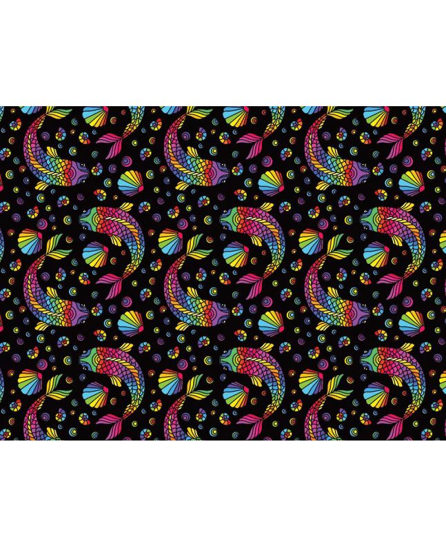 Rainbow Mosaic Cotton Print, Fish