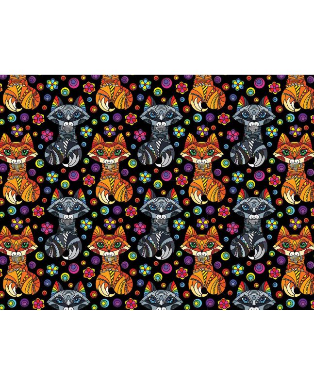 Rainbow Mosaic Cotton Print, Fox