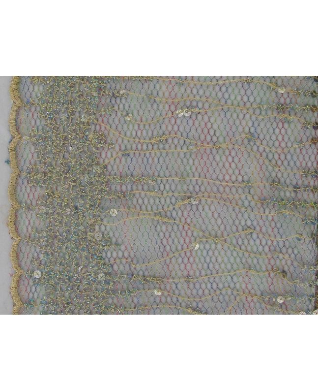 Rainbow Sequin Tassle Mesh, Beige