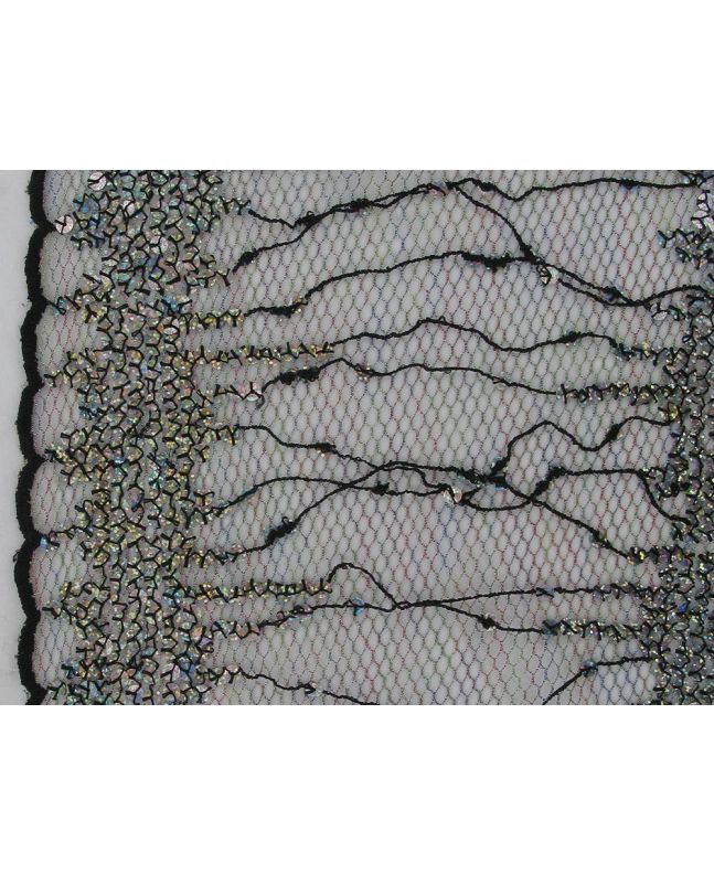 Rainbow Sequin Tassle Mesh, Black
