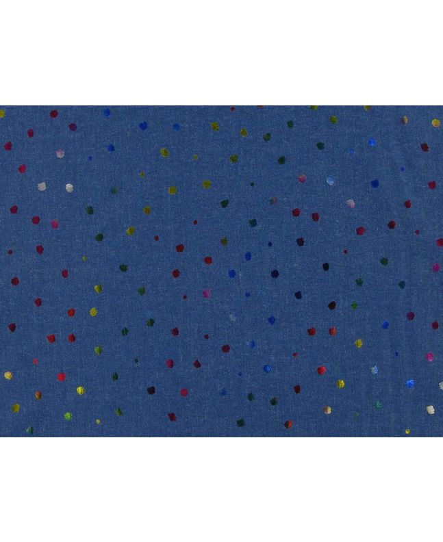 Rainbow Splat Foil Printed Chambray, Dark Blue