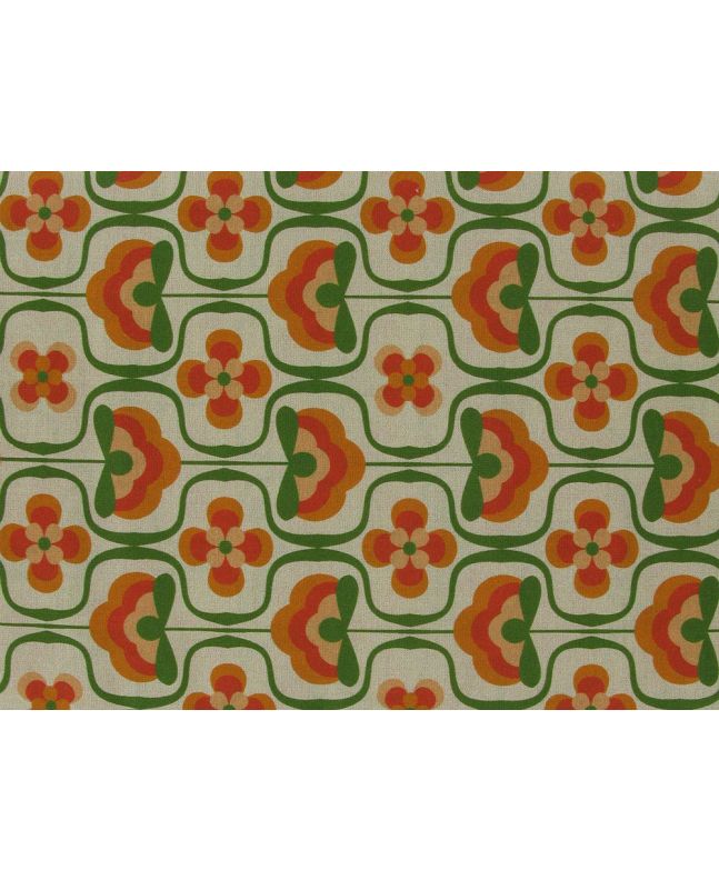 Retro Flower Power Cotton Print, Sand