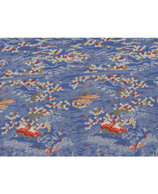 Rolling Landscape Viscose Poplin Print, Blue