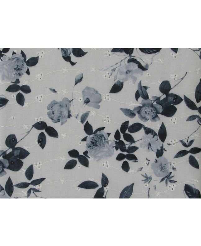 Rose Delight Printed Embroidered Anglaise, White