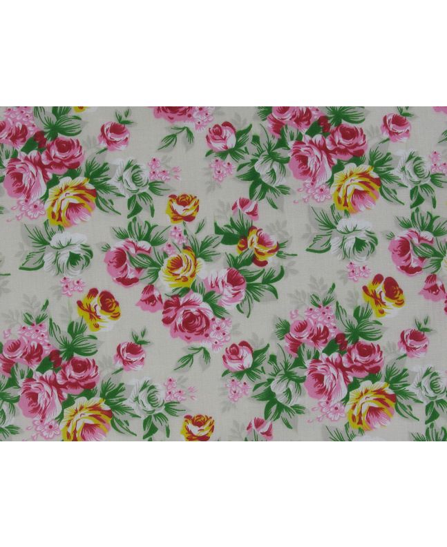 Rose Of The Night Polycotton Print, Cream