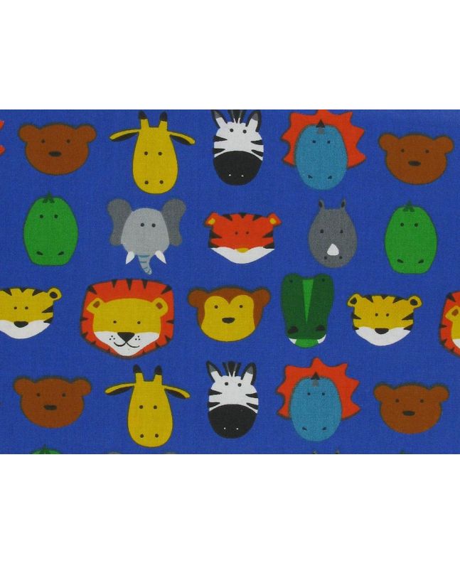 Safari Faces Cotton Print, Royal