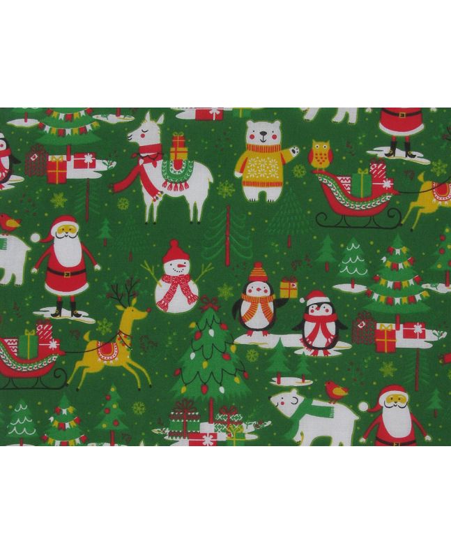 Santa Home Polycotton Print, Green