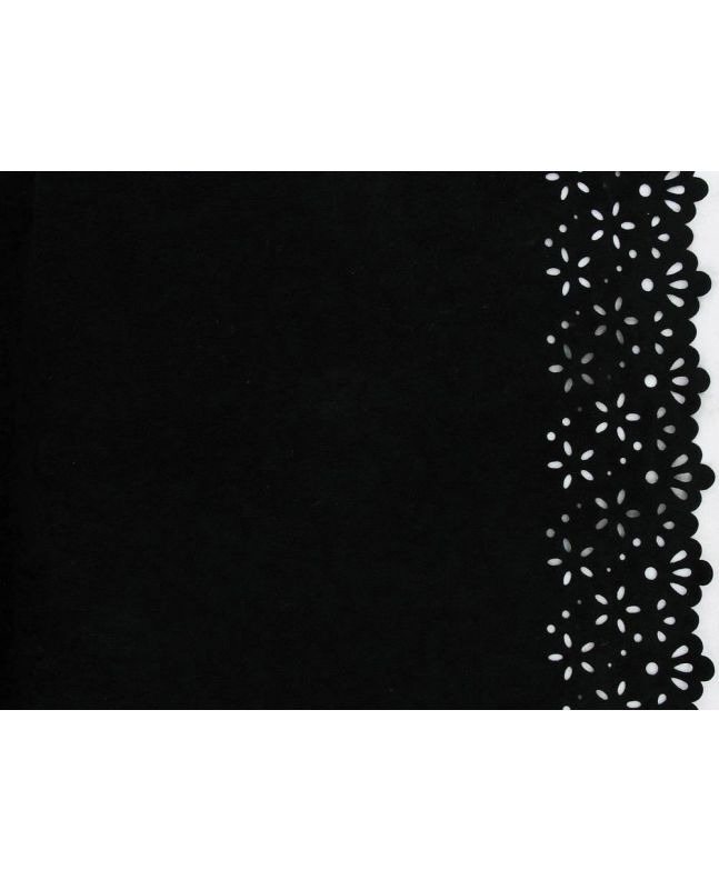 Scalloped Edged Punch Out Suedette, Black