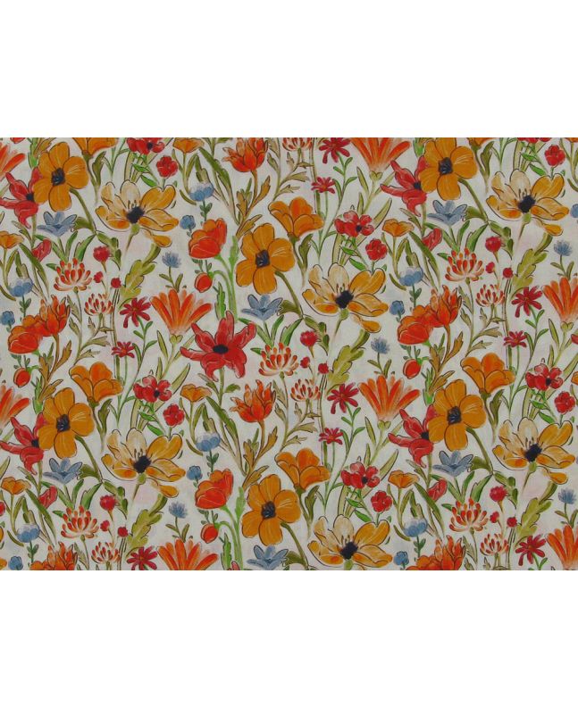 Scarlet Meadow Cotton Lawn, Orange