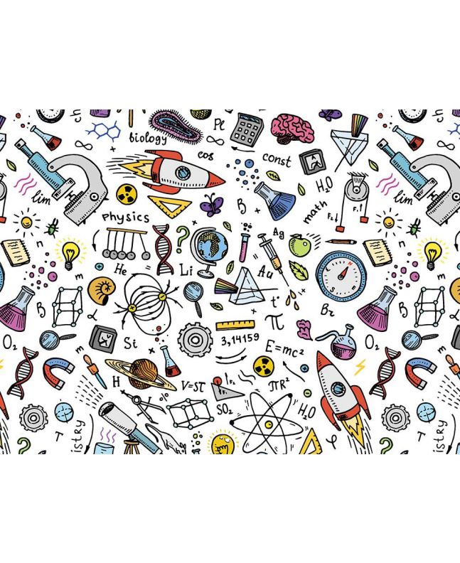 School Days Doodle Cotton Print, Science