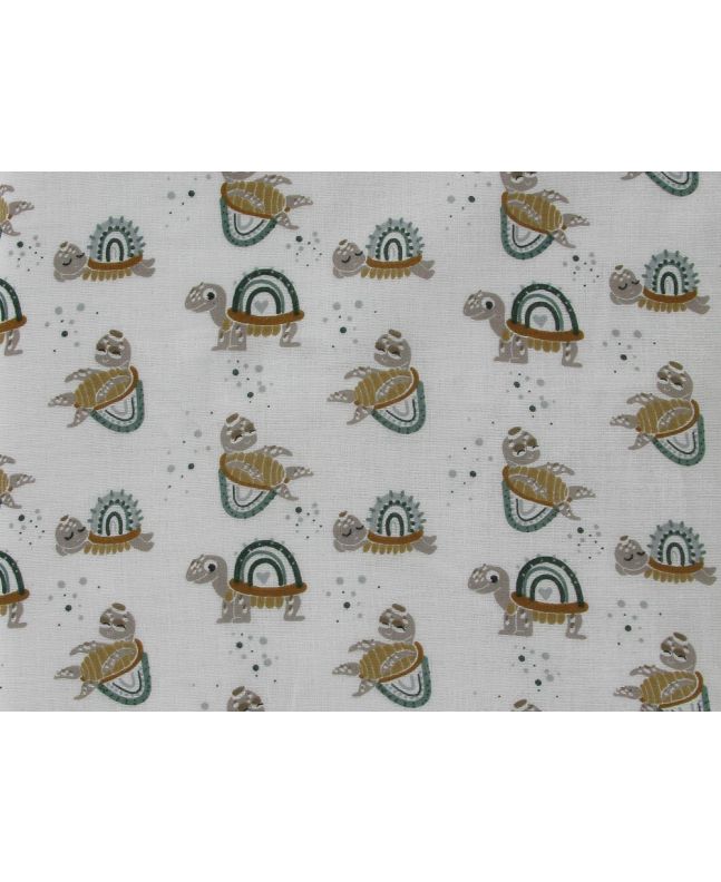 Sea Turtles Flat Double Gauze, White