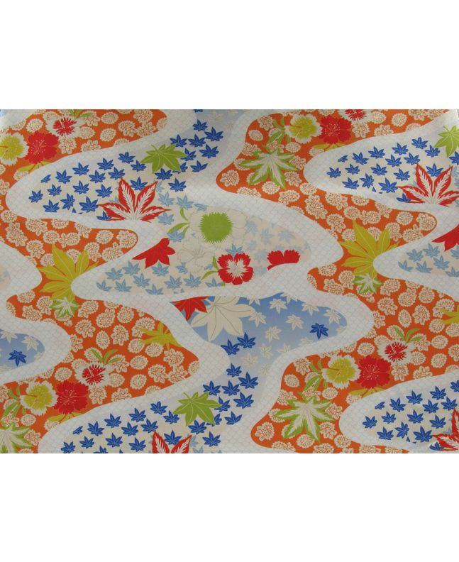 Serenity Leaves Stretch Faux Silk Satin, White