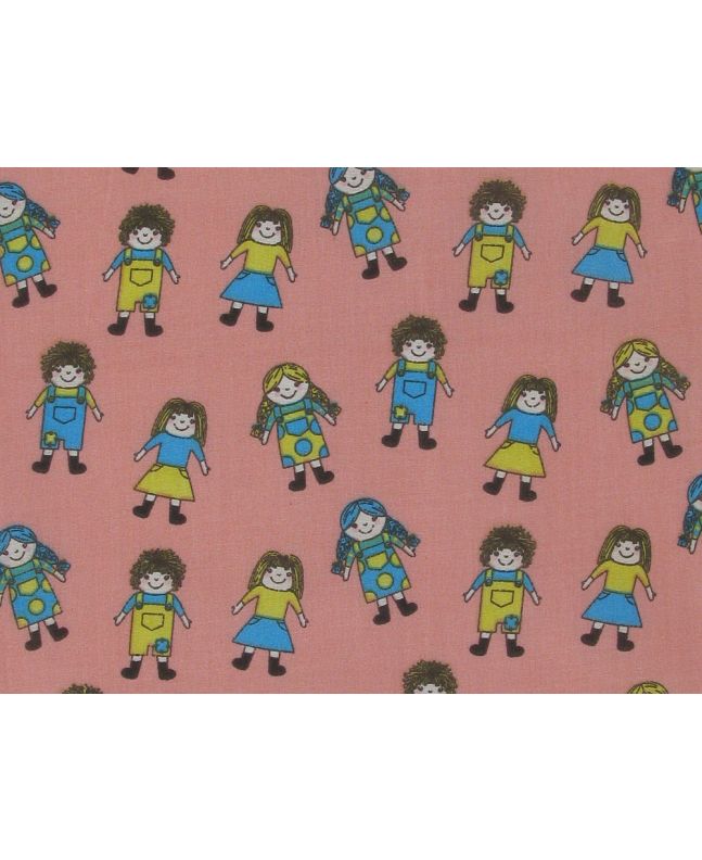 Rag Doll Polycotton Print, Pink