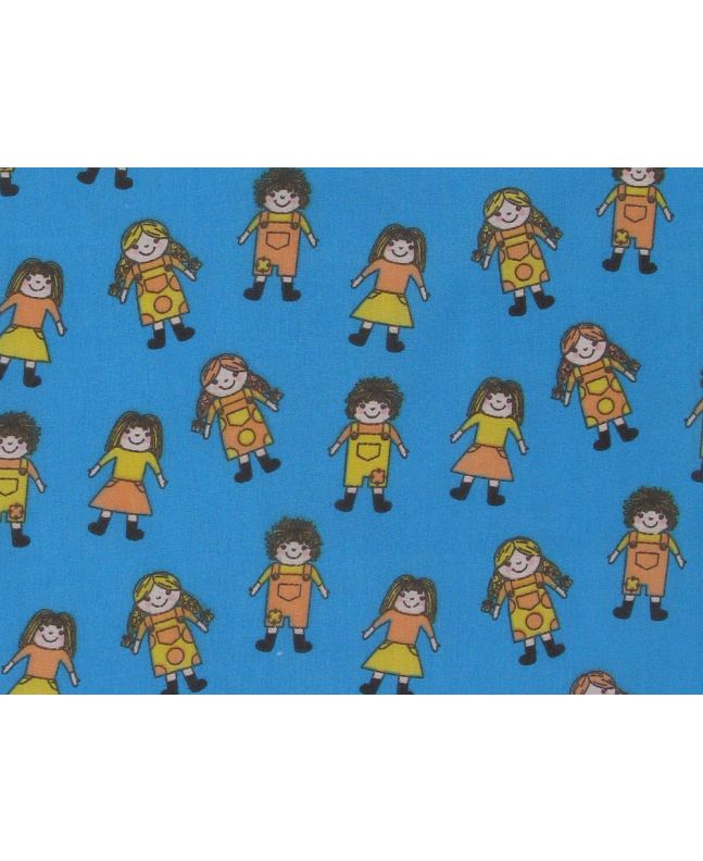 Rag Doll Polycotton Print, Sky