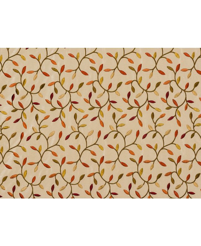 Sienna Embroidered Polyester Curtain Fabric, Autumn