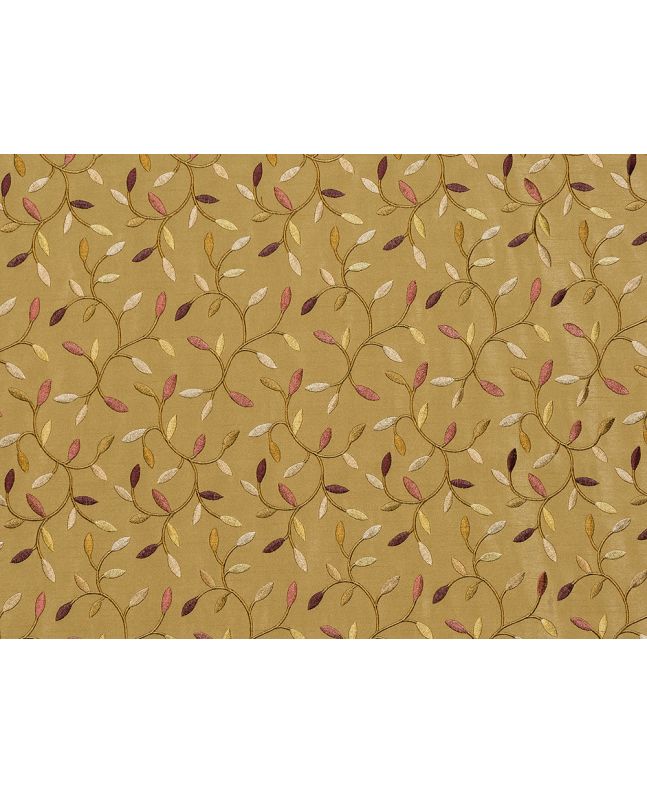 Sienna Embroidered Polyester Curtain Fabric, Olive