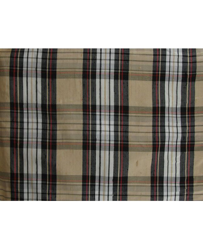 Silk Dupion Plaids Tartan, Beige