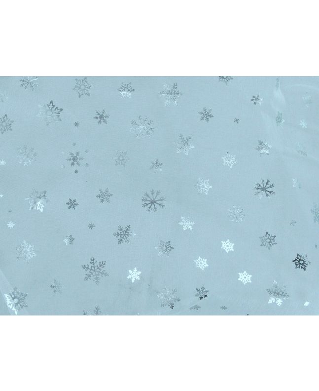 Silver Foil Christmas Snowflake Organza, Sky