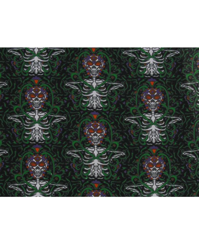 Skeleton Vines Halloween Polycotton Print, Black