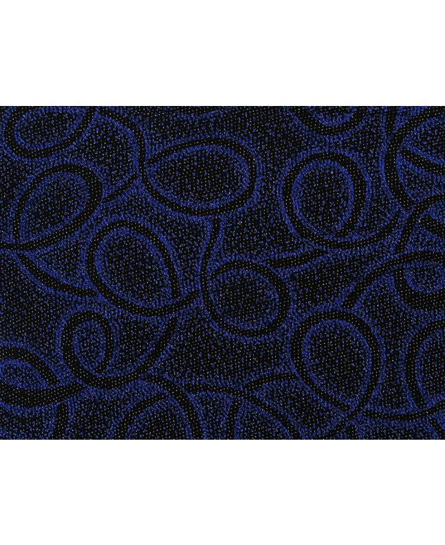 Slinky Stretch Dobby Swirl, Blue and Silver